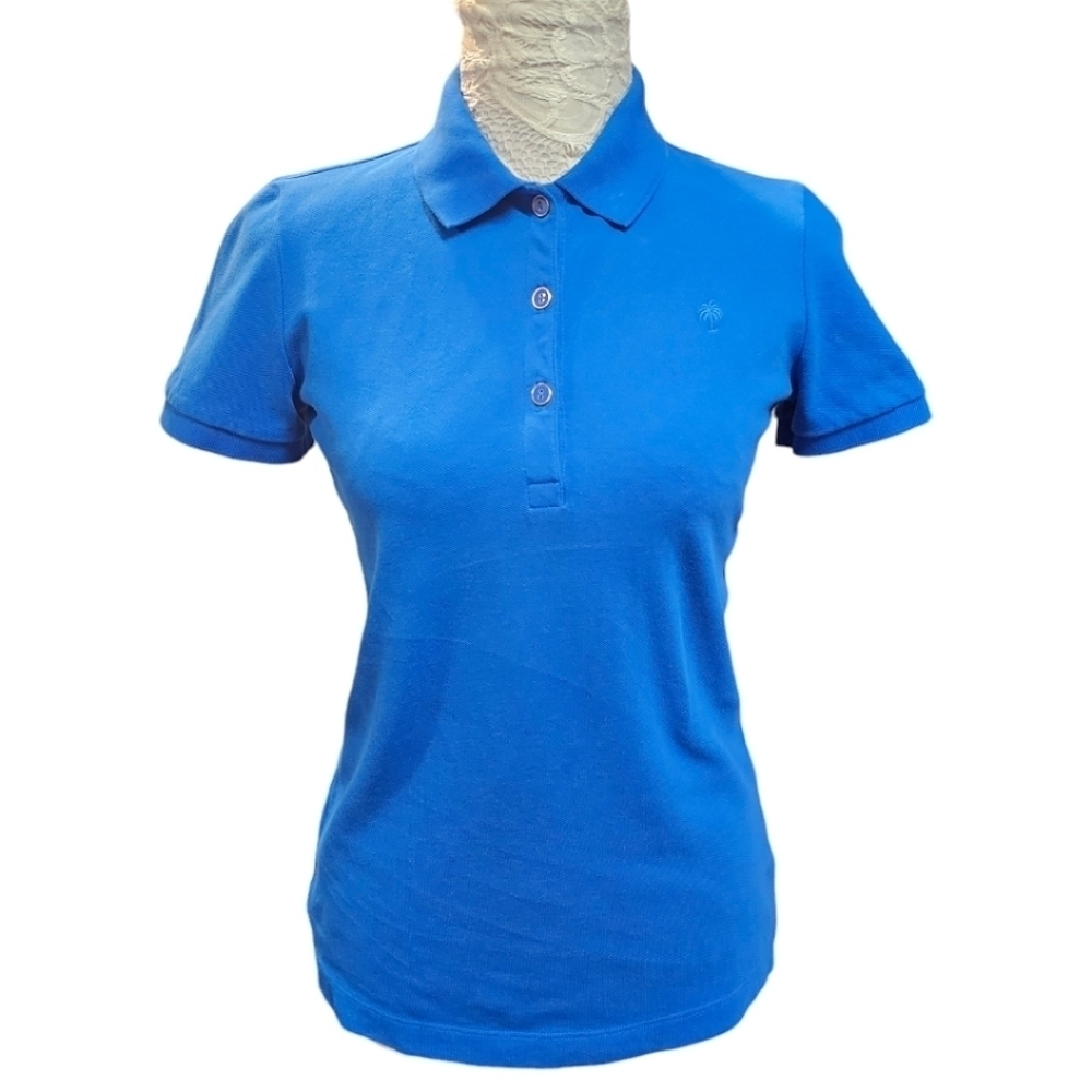 Lilly Pulitzer Chic Fit Pima Cotton Polo Shirt Size XS Blue Short Sleeve Stretch